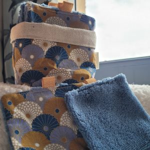 Coffret salle de bain zéro déchet – 5 cotons lavables & panier de rangement