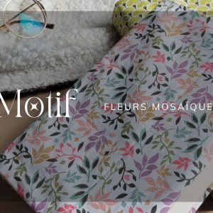 Tissu coton - motif fleuri mosaïque