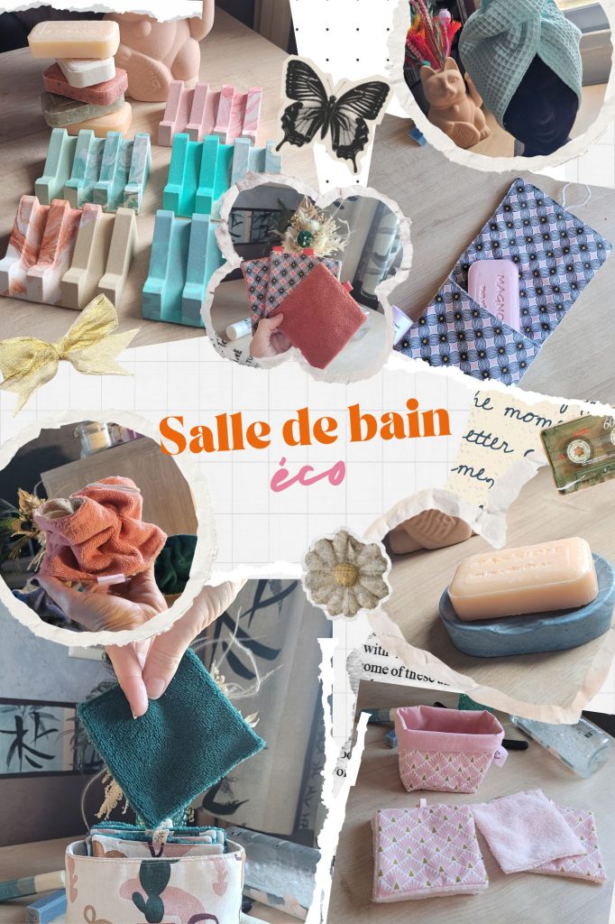 Accessoires salle de bain dans l'esprit zéro-déchet pour un espace de bain écologique et éthique.