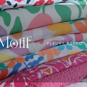 Tissu coton - motif fleuri rétro